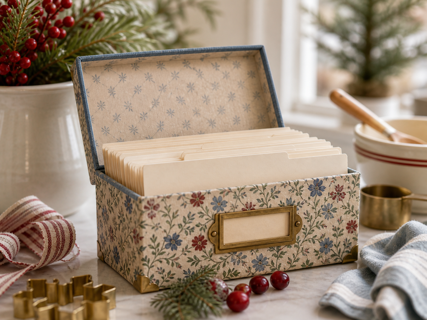 Seasonal gift box and Christmas keepsake styling