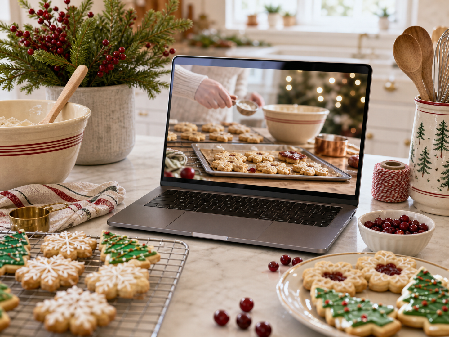 Video kitchen setup for Cindy May Christmas episodes